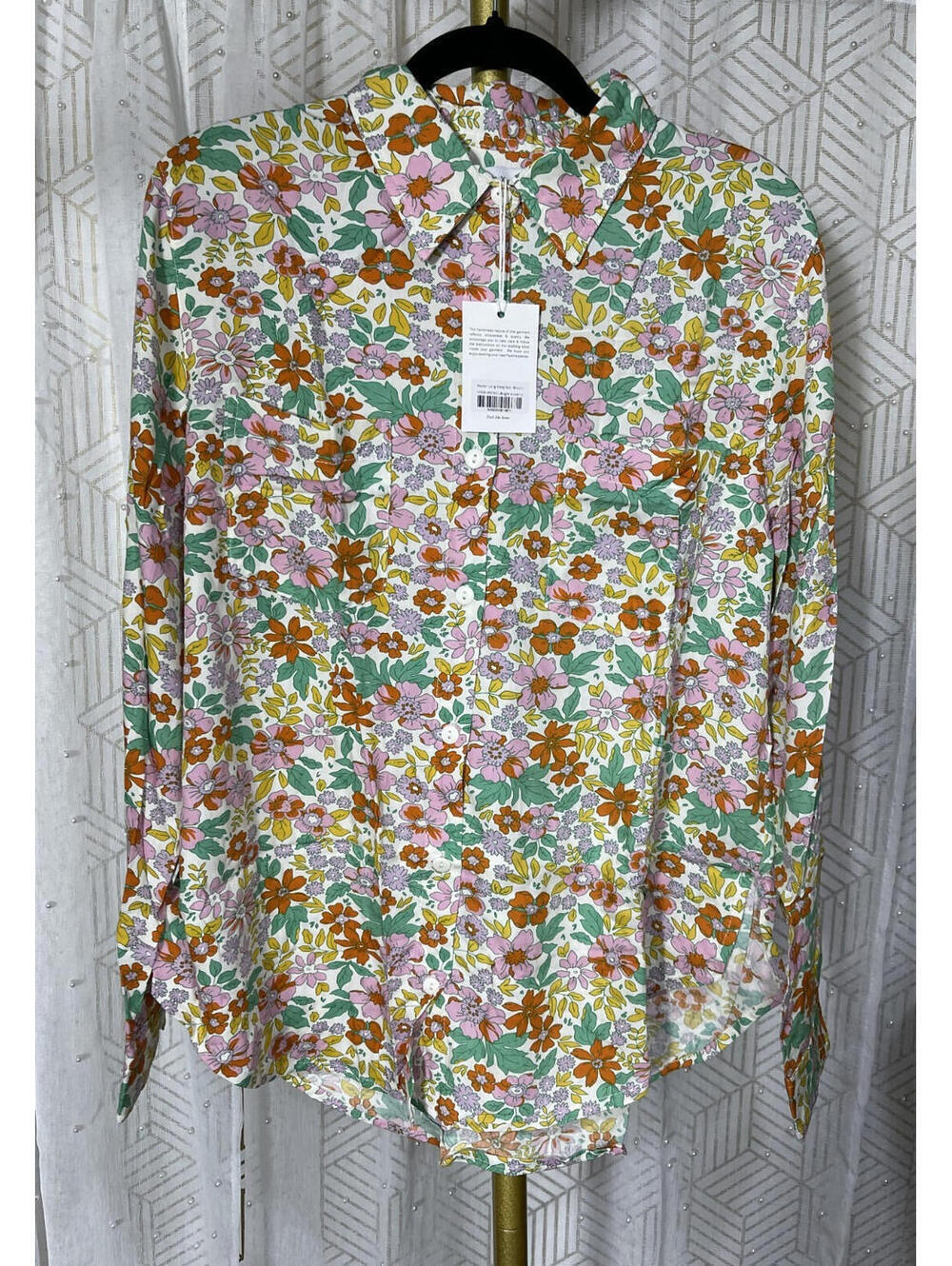 NWT Piyama Bloom Pajama LS Pant Set  Button Front Floral Sleep Set Sz Small